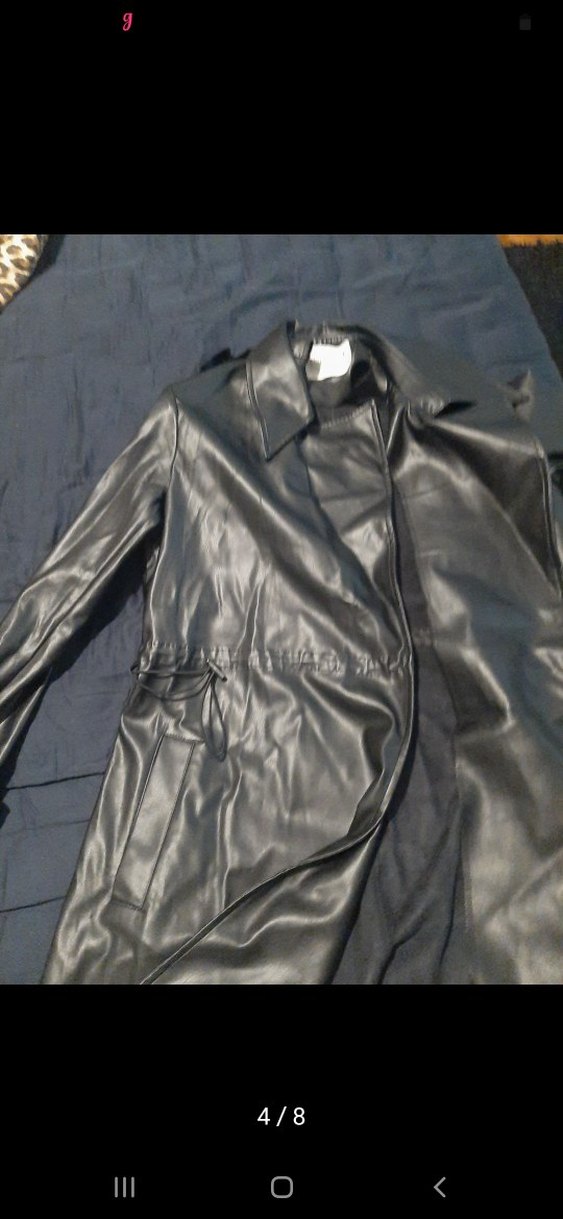 Siyah Deri Midi Kadın Ceket - Görsel 4