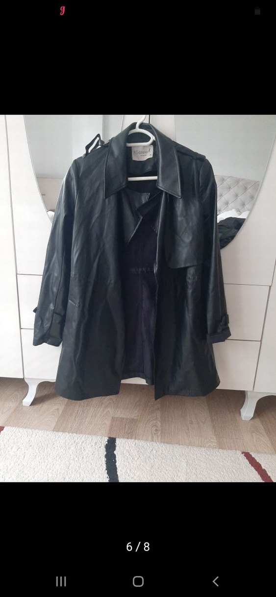 Siyah Deri Midi Kadın Ceket - Görsel 2