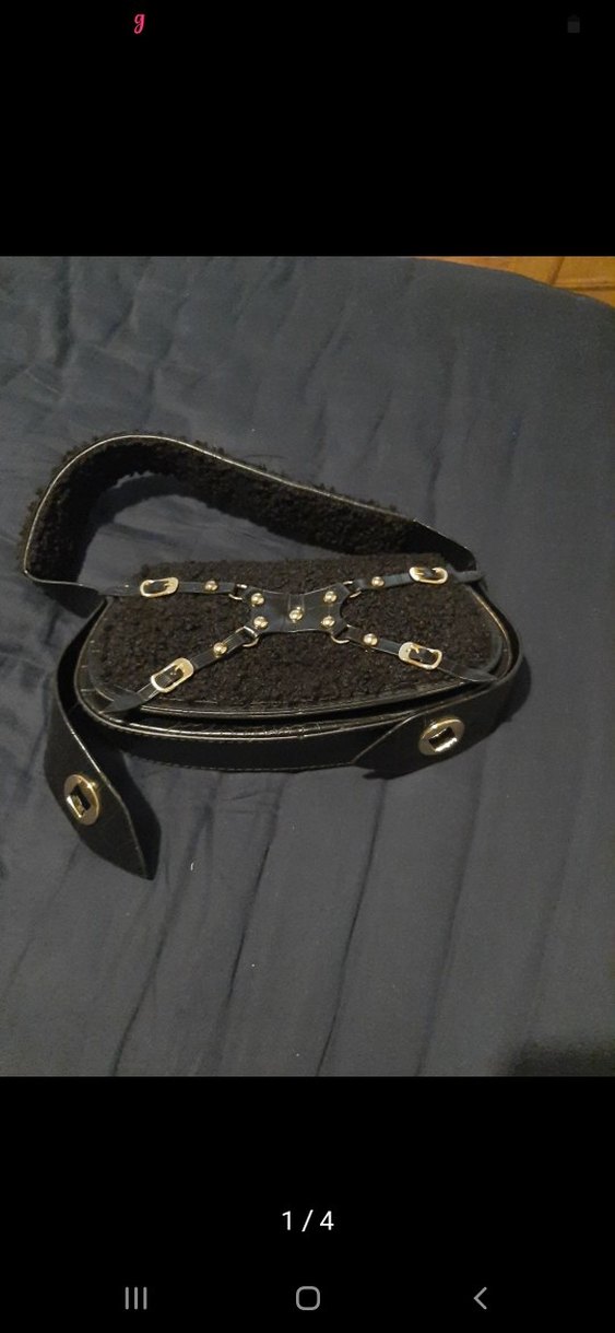 Kemerli Siyah Yılan Desenli Gotik Deri Çanta - Görsel 2