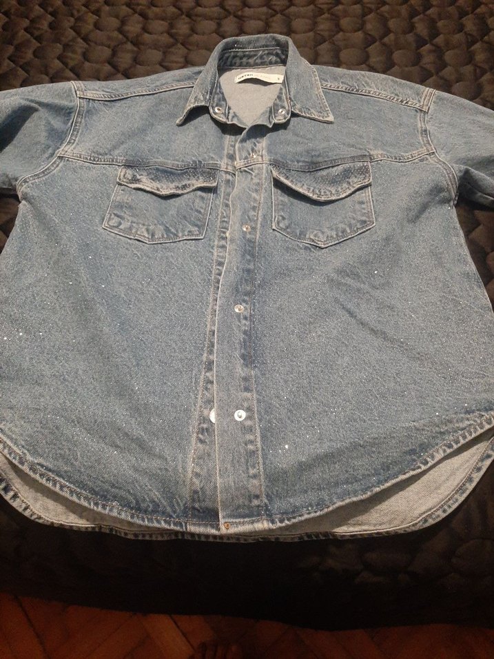 Kadın Mavi Denim Ceket, Düğmeli, Salaş Kesim - Görsel 2