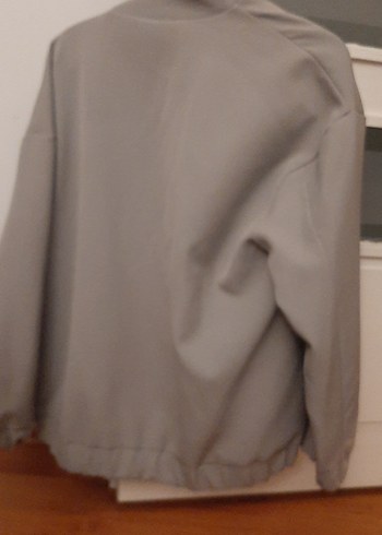 Gri Düğmeli Rahat Kesim Kadın Ceket - Görsel 4