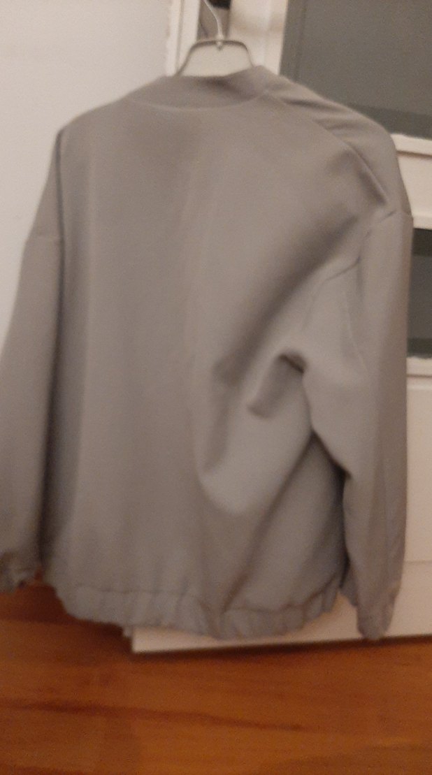 Gri Düğmeli Rahat Kesim Kadın Ceket - Görsel 4