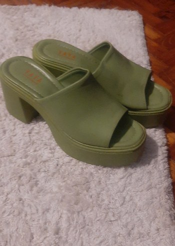 Yeşil Platform Topuklu Kadın Terlik - Görsel 2