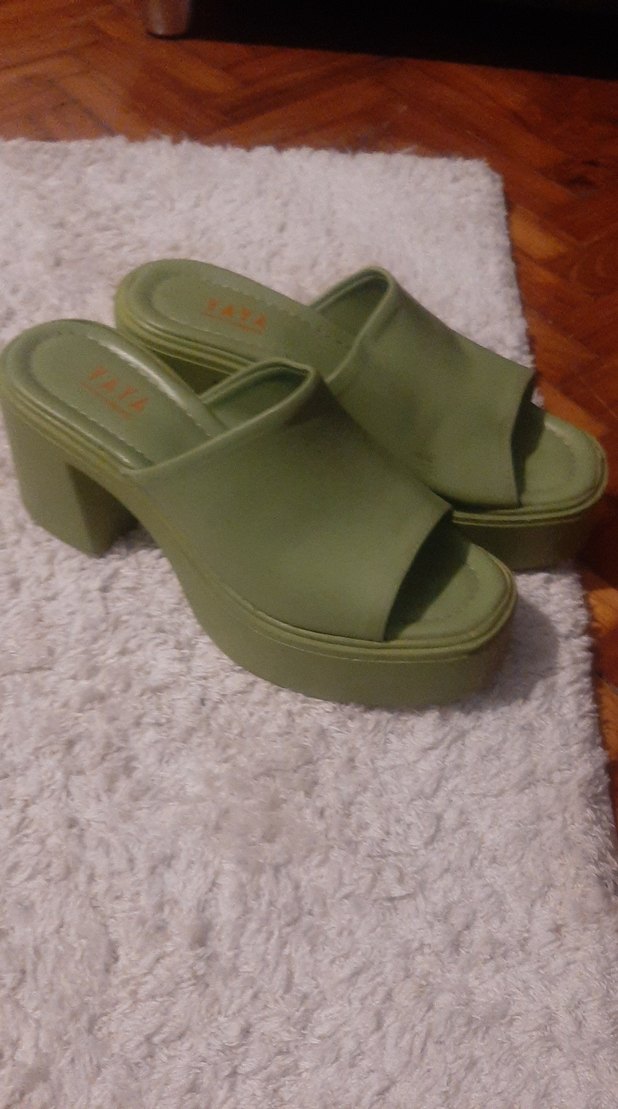 Yeşil Platform Topuklu Kadın Terlik - Görsel 2