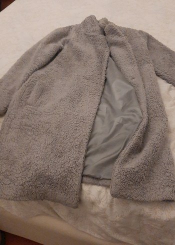 Kadın Gri Midi Boy Kürklü Kaban - Görsel 2