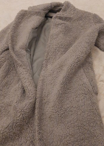 Kadın Gri Midi Boy Kürklü Kaban - Görsel 5