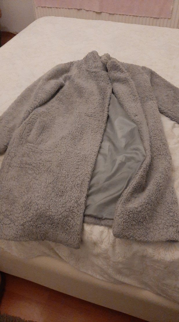 Kadın Gri Midi Boy Kürklü Kaban - Görsel 2