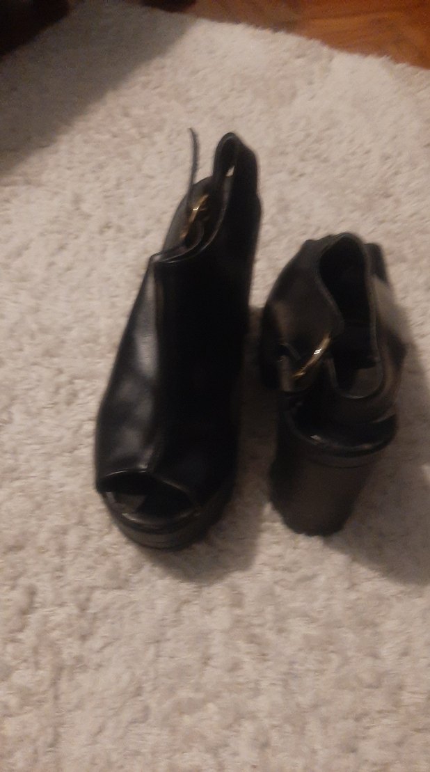 Siyah Deri Kadın Dolgu Topuklu Ayakkabı - Görsel 5