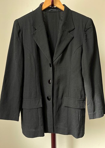 Siyah Kadın Keten Blazer Ceket