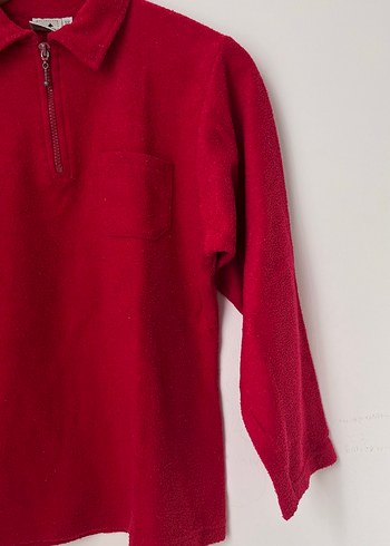 American Vintage Kırmızı Fermuarlı Erkek Polar Sweatshirt