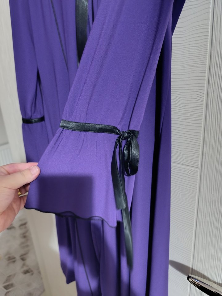 Mor Uzun Kollu  Kadın Elbisesi - Görsel 2