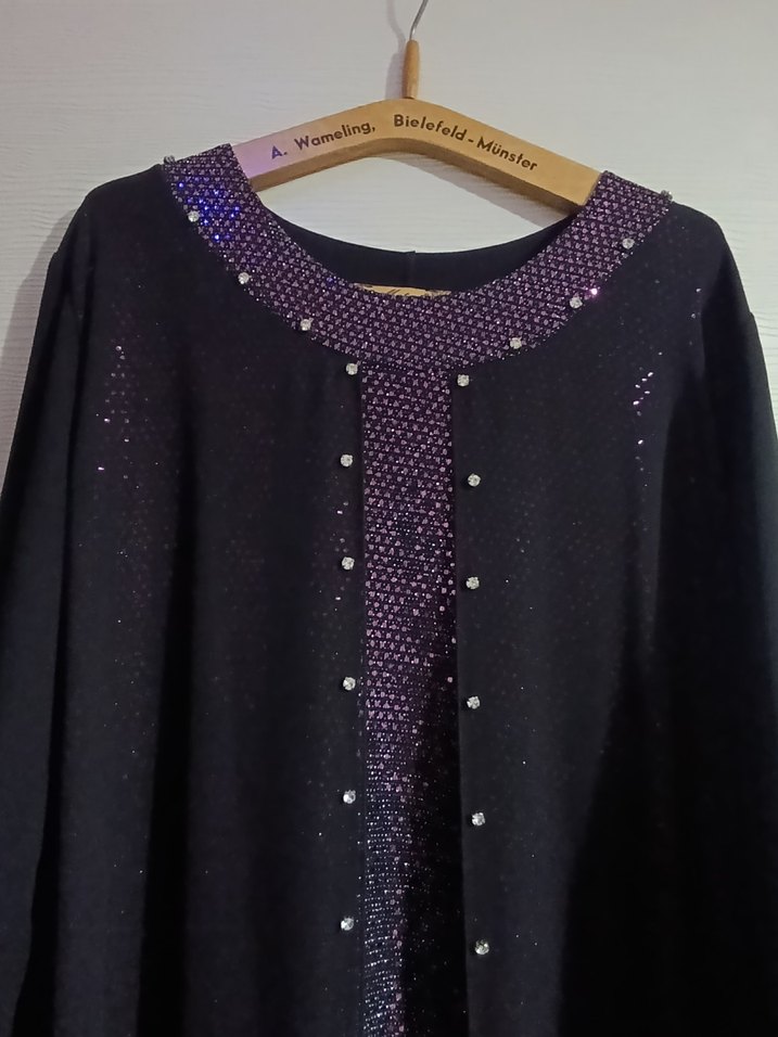 Mor Payetli Uzun Kollu Uzun Elbise - Görsel 2