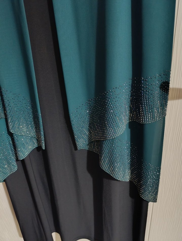 Uzun Kollu, Salaş Kesim Turkuaz Kadın Elbise - Görsel 3