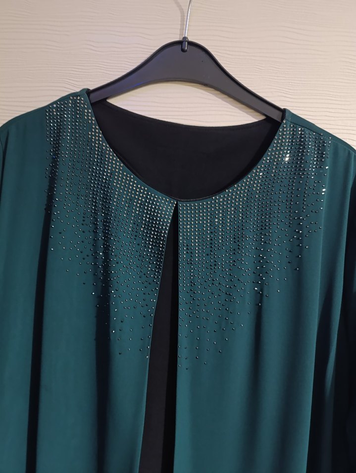 Uzun Kollu, Salaş Kesim Turkuaz Kadın Elbise - Görsel 2