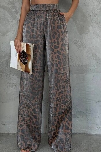 Yeni leopar lastikli pantolon L