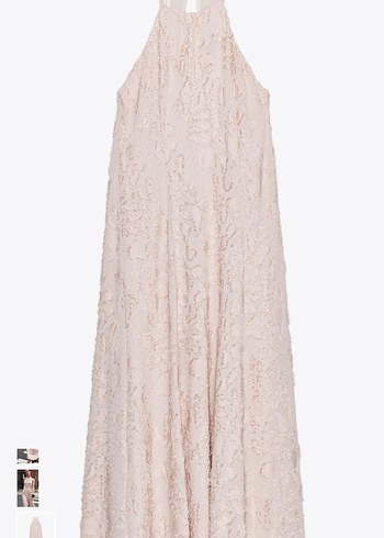 Pudra Pembe Nakışlı Uzun Abiye Elbise - Görsel 3