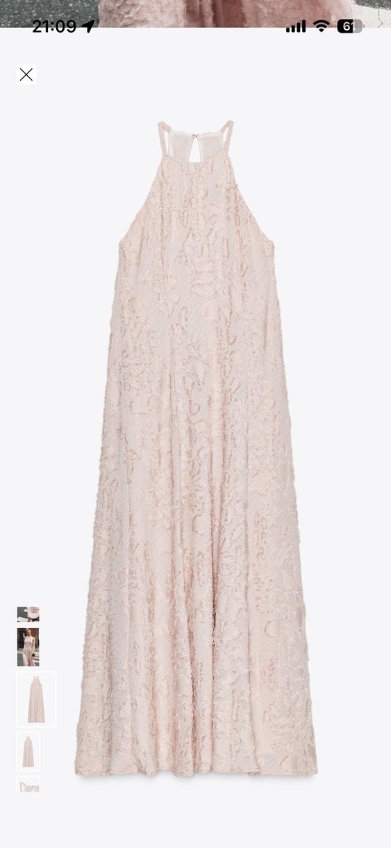 Pudra Pembe Nakışlı Uzun Abiye Elbise - Görsel 3