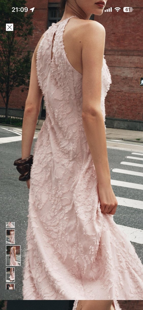 Pudra Pembe Nakışlı Uzun Abiye Elbise - Görsel 2