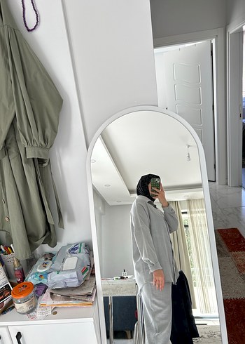 38 Beden gri Renk Tesettür Takım