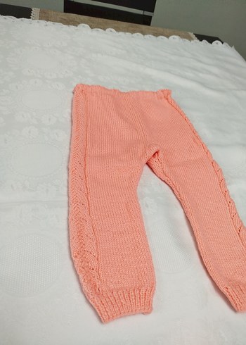 6-9 Ay Beden pembe Renk Kız Çocuk Pembe Örgü Hırka ve Pantolon Takımı