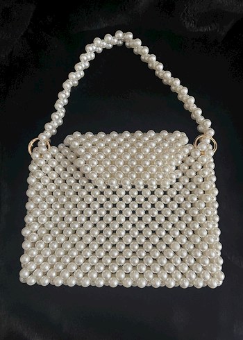 Boncuk İşlemeli Beyaz Kadın Çanta - Görsel 2