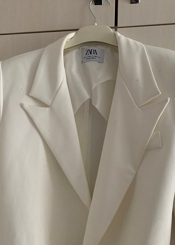 s Beden Beyaz Kemerli Midi Kadın Blazer