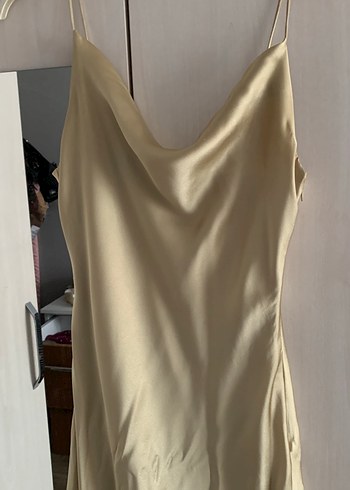 Zara Bej Drapeli Uzun Kolsuz Kadın Elbise