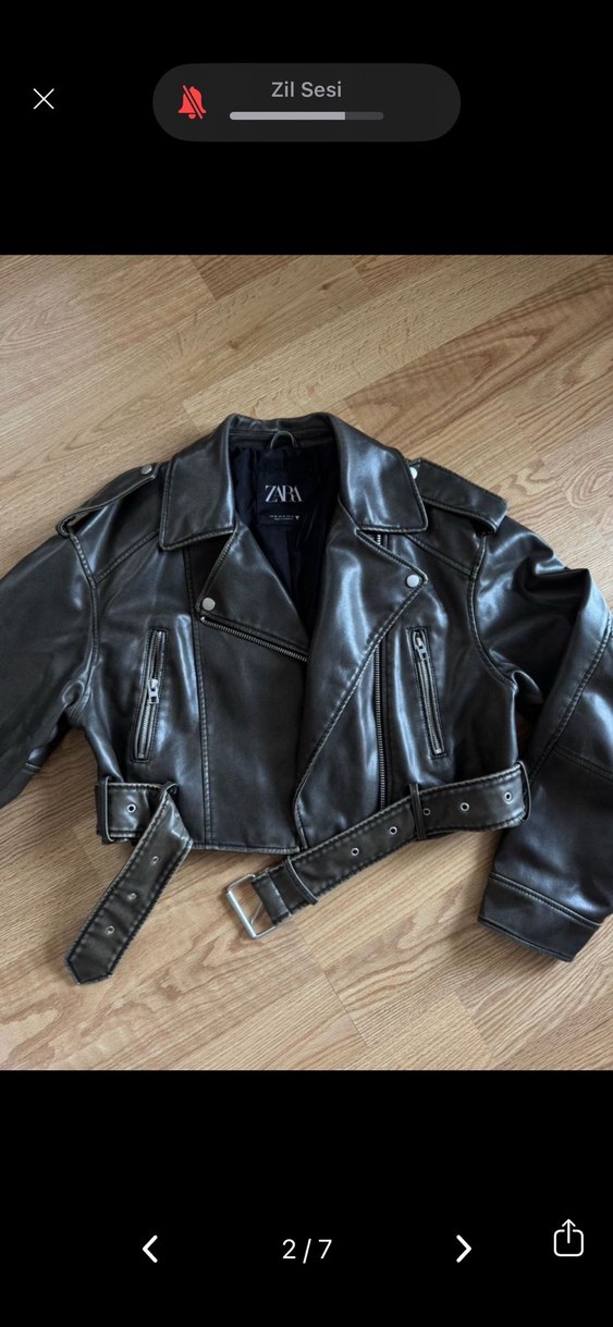 Kadın Gri Deri Kemerli Ceket - Görsel 2