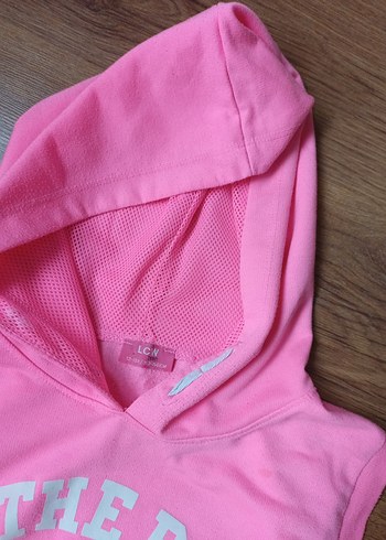 Kız Çocuk Pembe Kapüşonlu Fermuarlı Yelek - Görsel 3