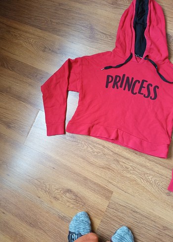 Kırmızı Kapüşonlu Baskılı Sweatshirt - Görsel 3