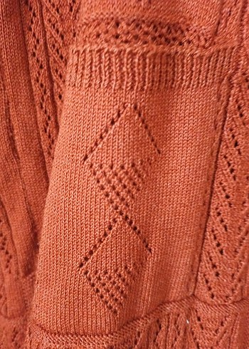 Bohem Tarz Kahverengi Örgü Kadın Yelek - Görsel 3