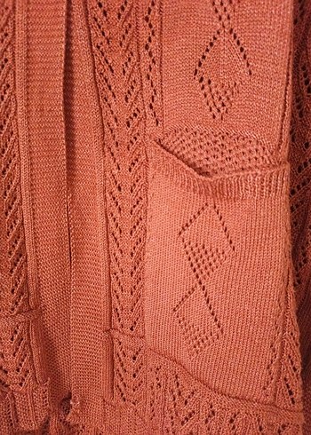 Bohem Tarz Kahverengi Örgü Kadın Yelek - Görsel 2
