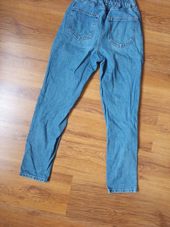 Gri Mavi Rahat Kesim Kadın Kot Pantolon - Görsel 4