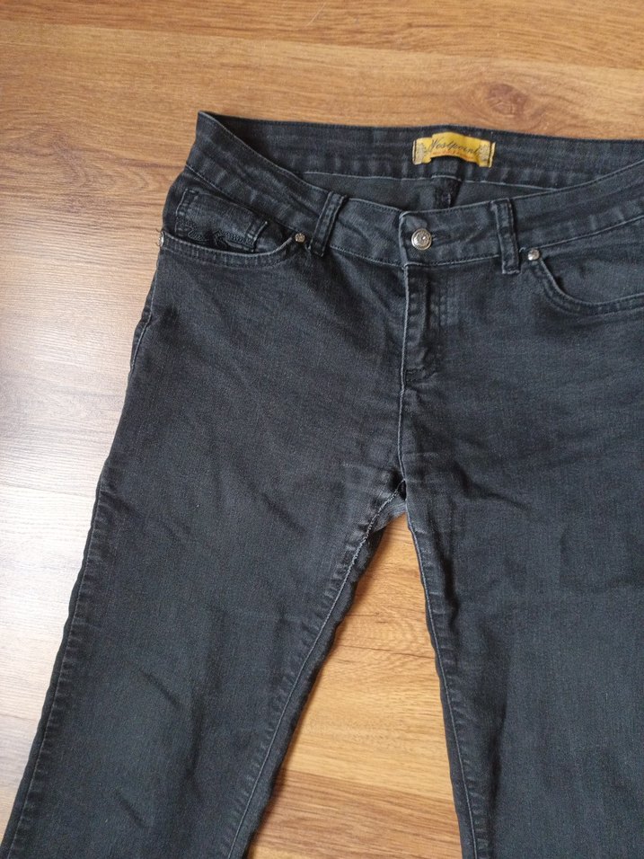 Kadın Siyah Midi Boy Denim Pantolon - Görsel 2