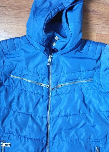 Erkek Mavi Kapüşonlu Kayak Montu - Görsel 2