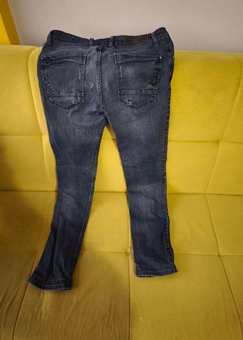 Diğer Gri Düğmeli Salaş Denim Pantolon