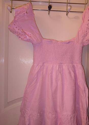 Pembe Fırfırlı Bohem elbise - Görsel 2