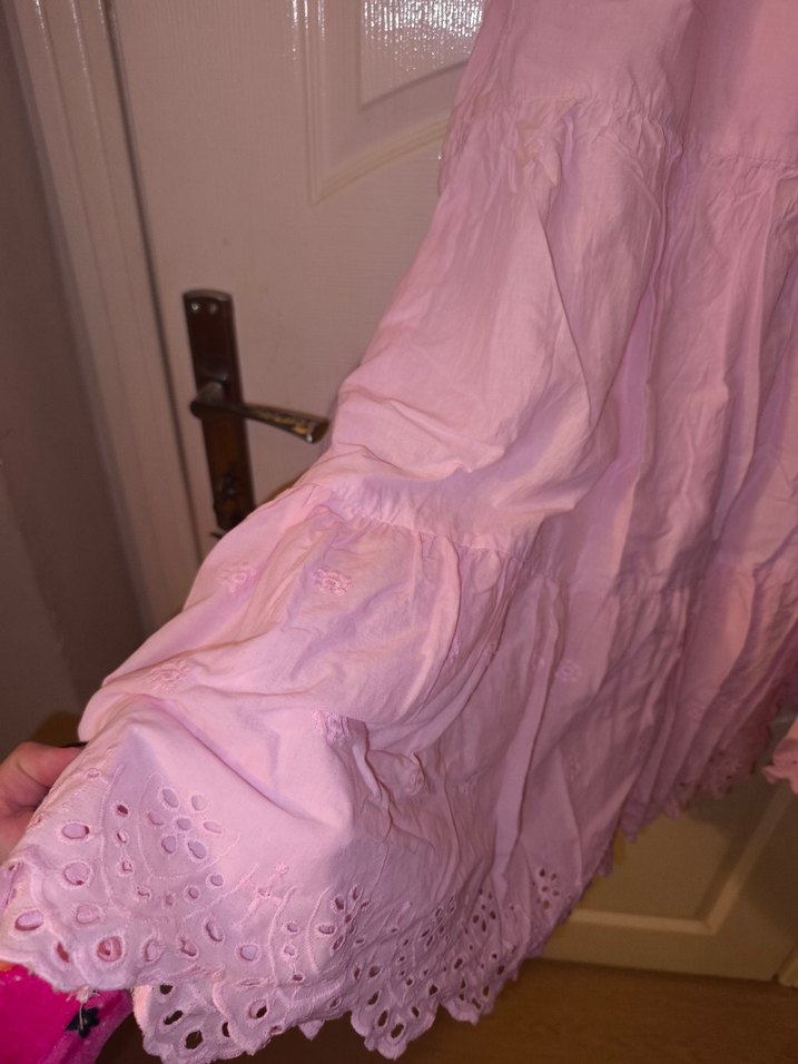 Pembe Fırfırlı Bohem elbise - Görsel 3