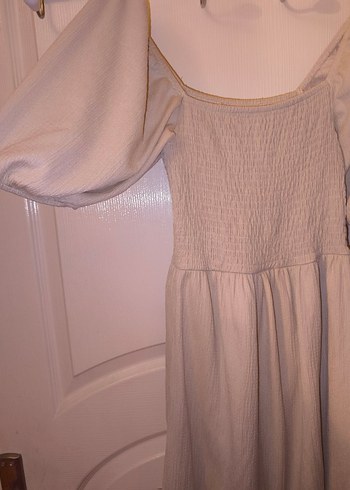 Bej Uzun Keten Bohem Elbise - Görsel 2