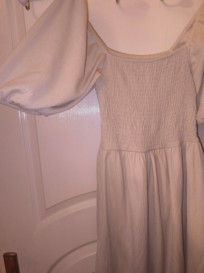 Bej Uzun Keten Bohem Elbise - Görsel 2