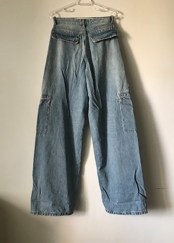 Zara Zara Wide Leg Mavi Denim Pantolon