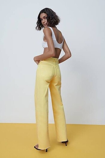 Zara sarı wide leg jean