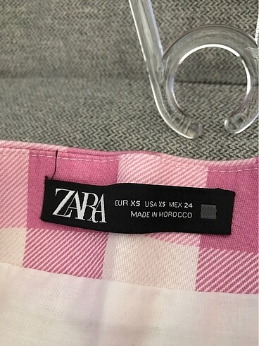 xs Beden Zara pembe ekose şort etek