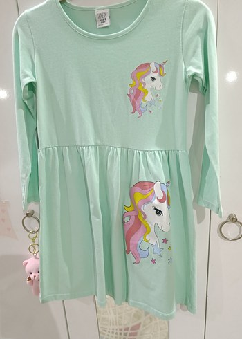 Unicorn Baskılı Kız Elbisesi - Görsel 3