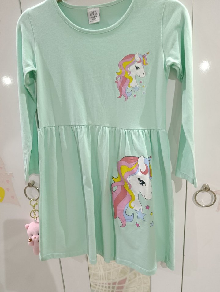 Unicorn Baskılı Kız Elbisesi - Görsel 3