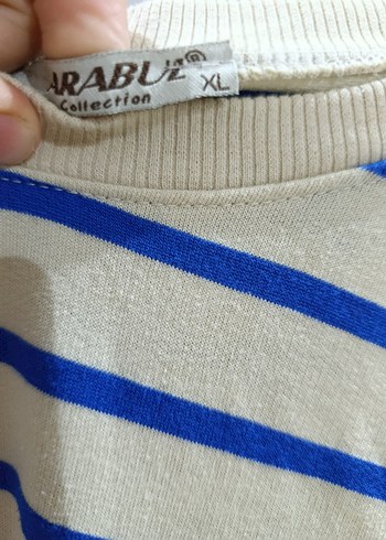 Mavi Çizgili Kadın Sweatshirt - Görsel 2