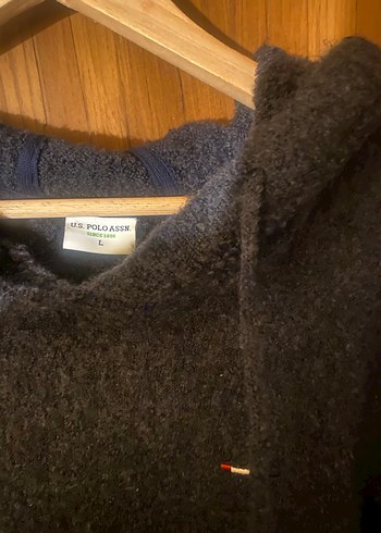U.S Polo Assn. Siyah Kadın Örgü Kapüşonlu Sweatshirt