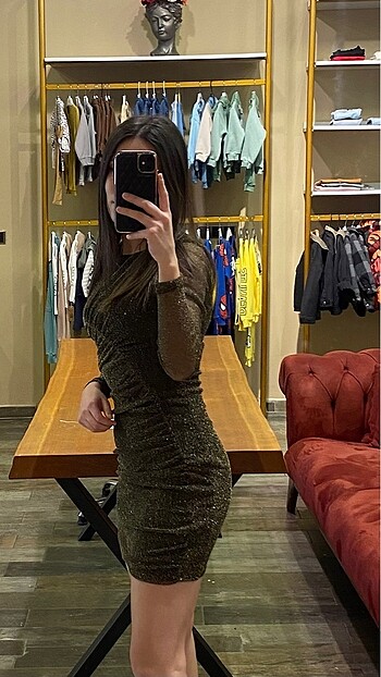 Koton Koton Gold Simli Mini Elbise