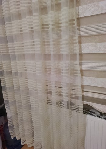 Bohem Beyaz Şeritli Tül Perde - Görsel 7