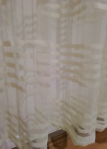 Bohem Beyaz Şeritli Tül Perde - Görsel 3